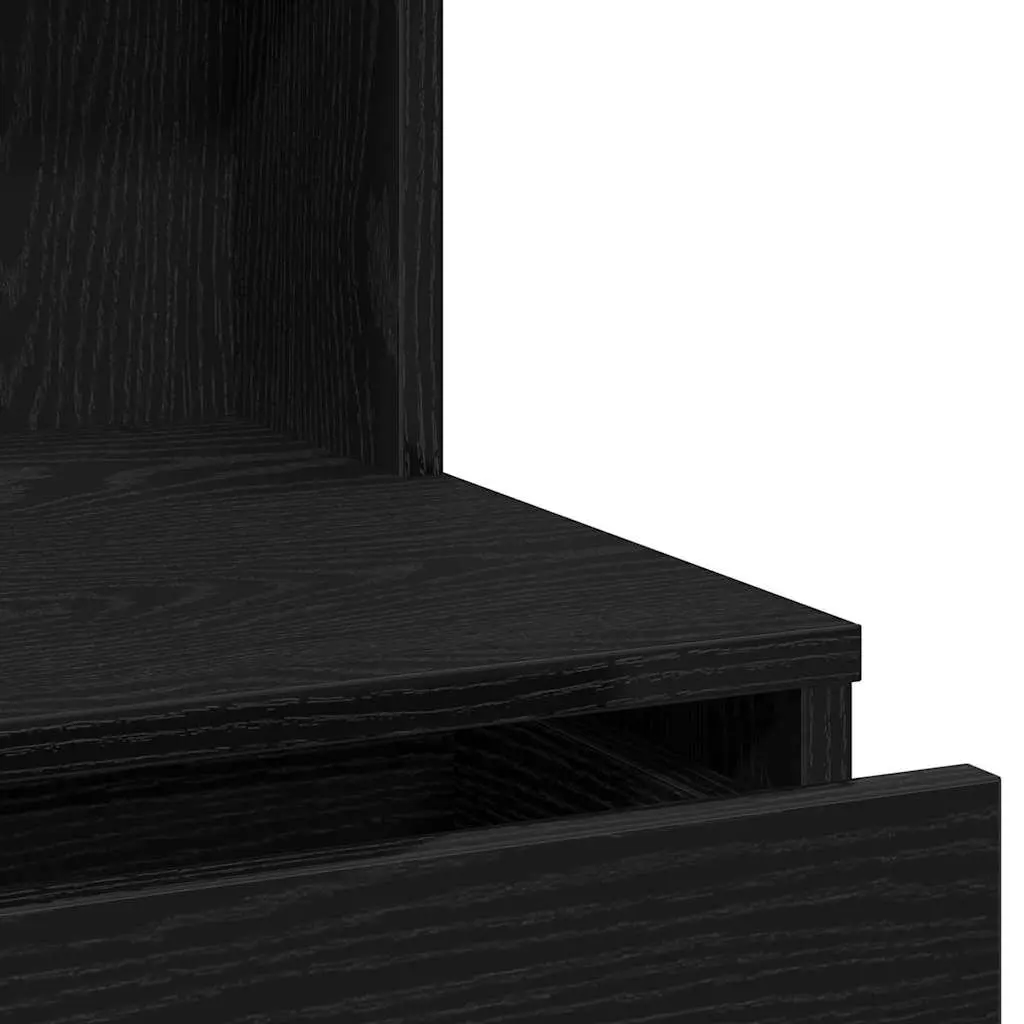 Dressing Table Black Bedroom Vanity Unit with Mirror Storage Shelves LED Lights