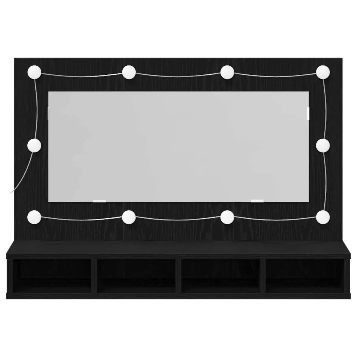 Wall-Mounted Mirror Cabinet Bathroom Vanity Storage Black Oak 90 x 31.5 x 62 cm