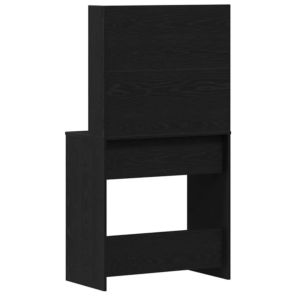 Dressing Table Black Oak Modern Bedroom Vanity Mirror Drawers Shelves Storage