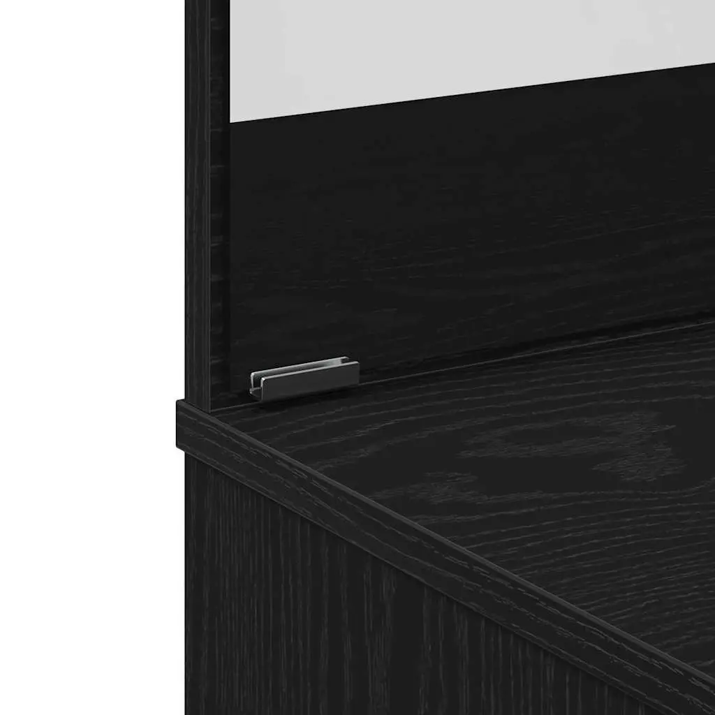 Dressing Table Black Oak Modern Bedroom Vanity Mirror Drawers Shelves Storage