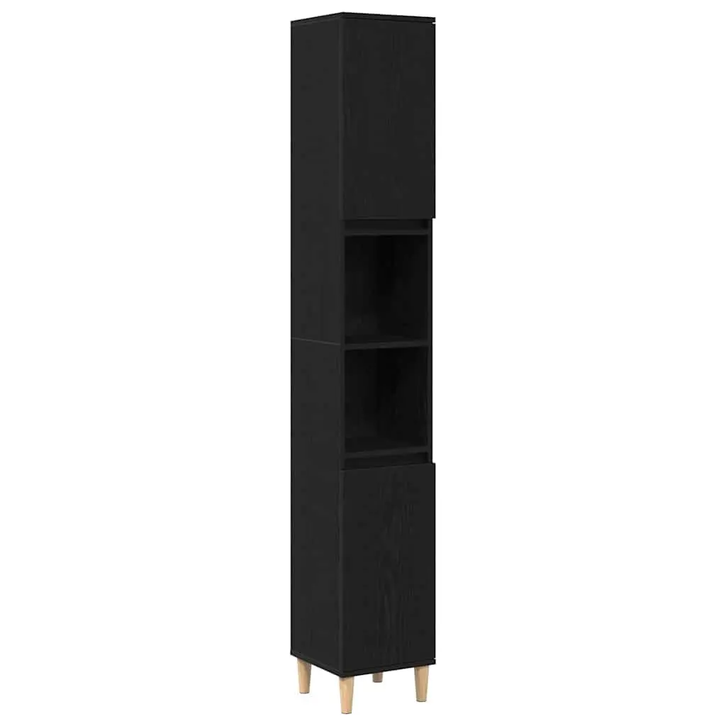 Bathroom Vanity Cabinet Storage Unit Black Oak 30x30x190cm