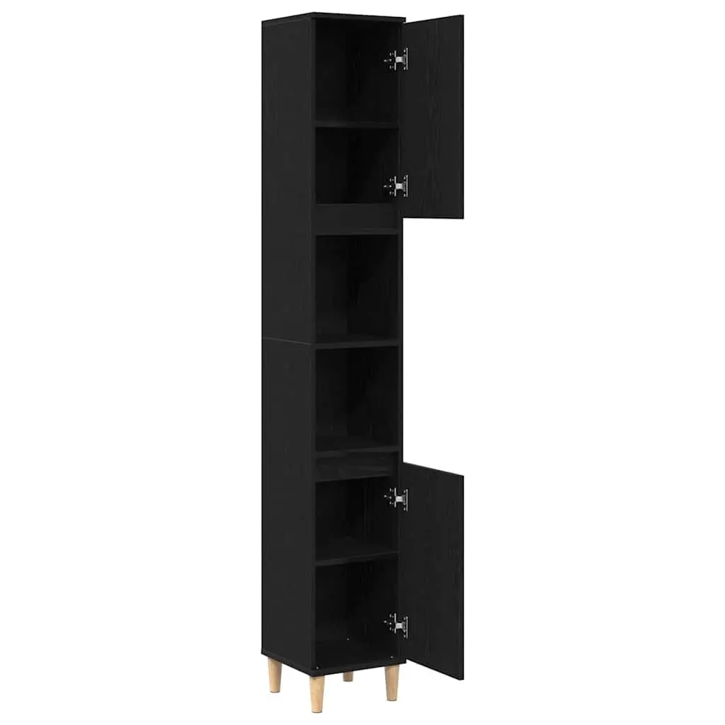 Bathroom Vanity Cabinet Storage Unit Black Oak 30x30x190cm