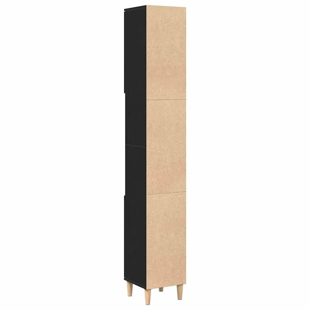 Bathroom Vanity Cabinet Storage Unit Black Oak 30x30x190cm
