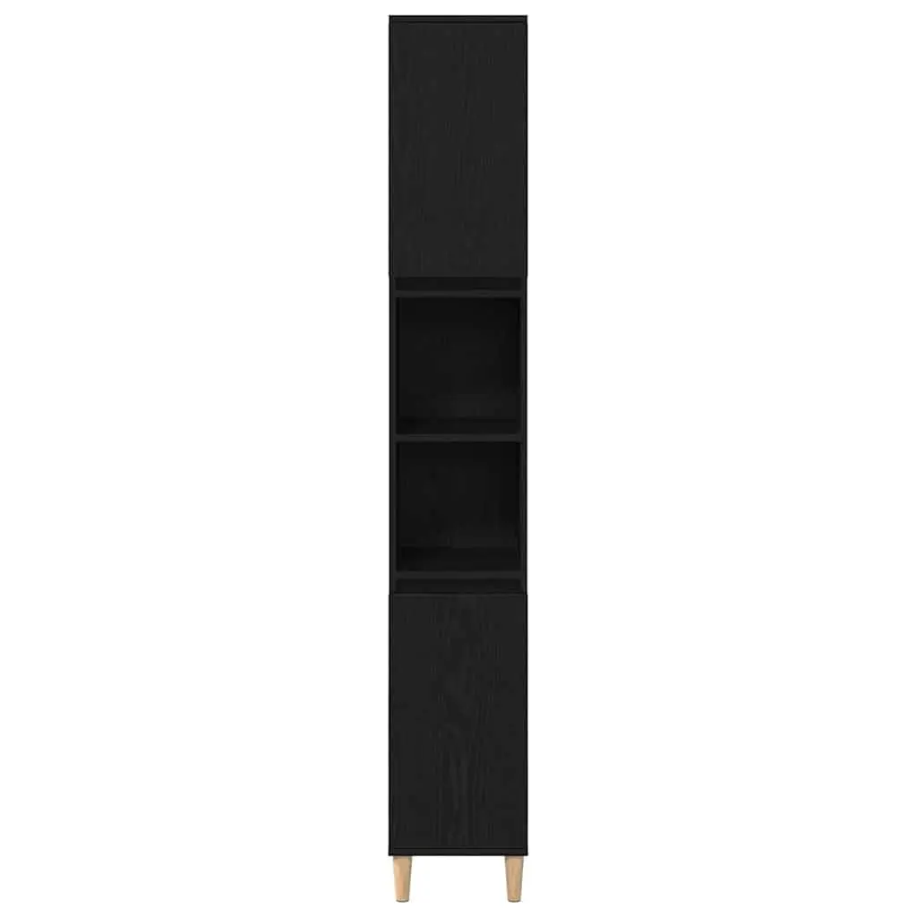 Bathroom Vanity Cabinet Storage Unit Black Oak 30x30x190cm