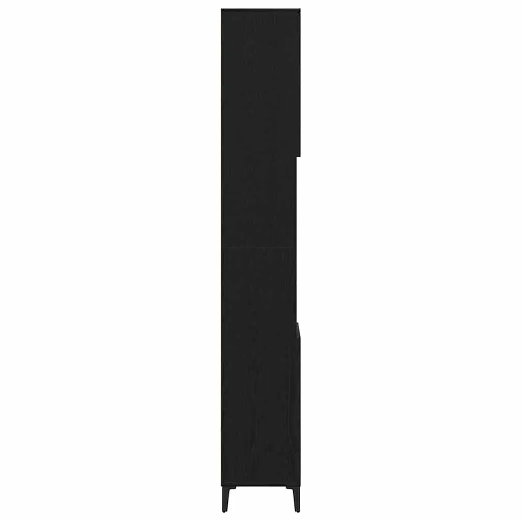 Bathroom Vanity Cabinet Black Oak 30x30x190cm Storage Engineered Wood Shelves