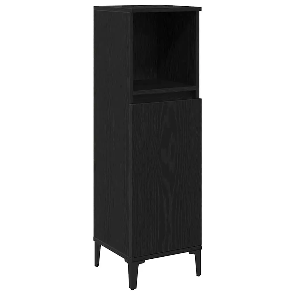 Bathroom Cabinet Wall-Mounted Storage Unit Black 30 x 30 x 100 cm