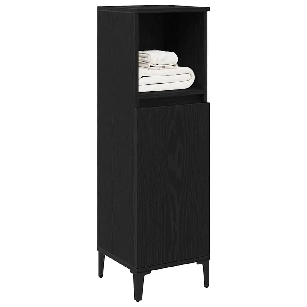 Bathroom Cabinet Wall-Mounted Storage Unit Black 30 x 30 x 100 cm