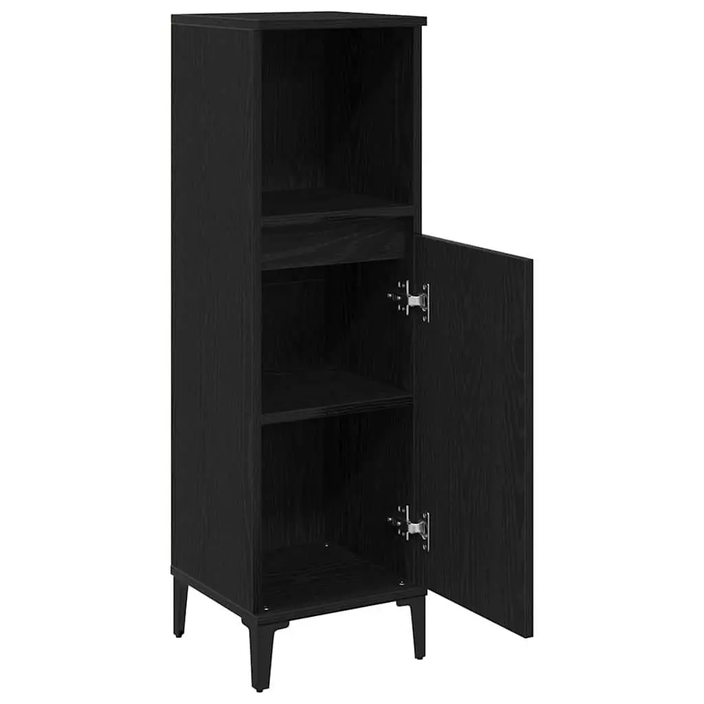 Bathroom Cabinet Wall-Mounted Storage Unit Black 30 x 30 x 100 cm