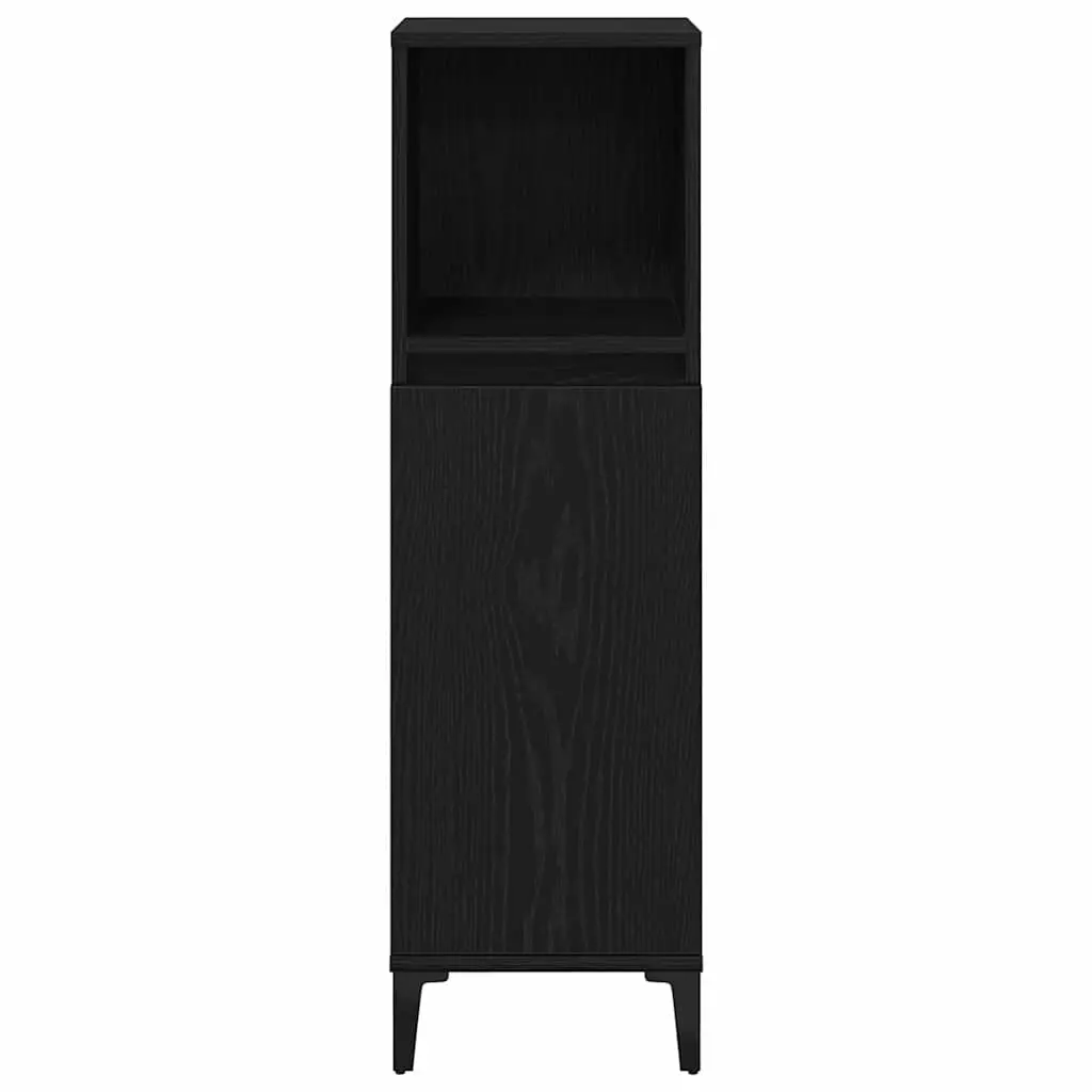 Bathroom Cabinet Wall-Mounted Storage Unit Black 30 x 30 x 100 cm