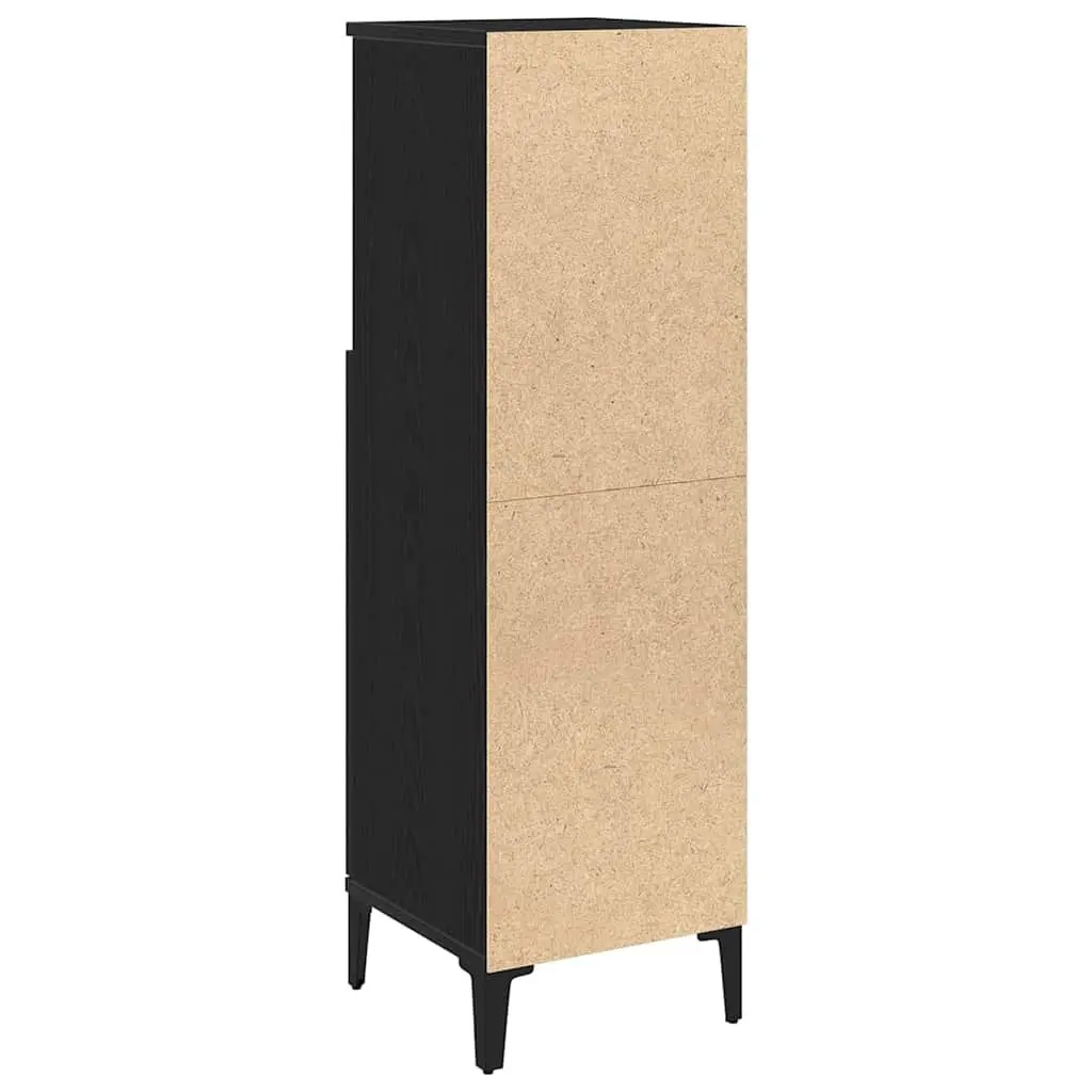 Bathroom Cabinet Wall-Mounted Storage Unit Black 30 x 30 x 100 cm