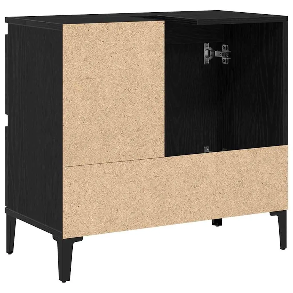 Bathroom Vanity Cabinet Wall-Mounted Storage Unit Black Oak Engineered Wood