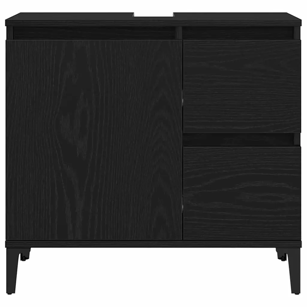Bathroom Vanity Cabinet Wall-Mounted Storage Unit Black Oak Engineered Wood