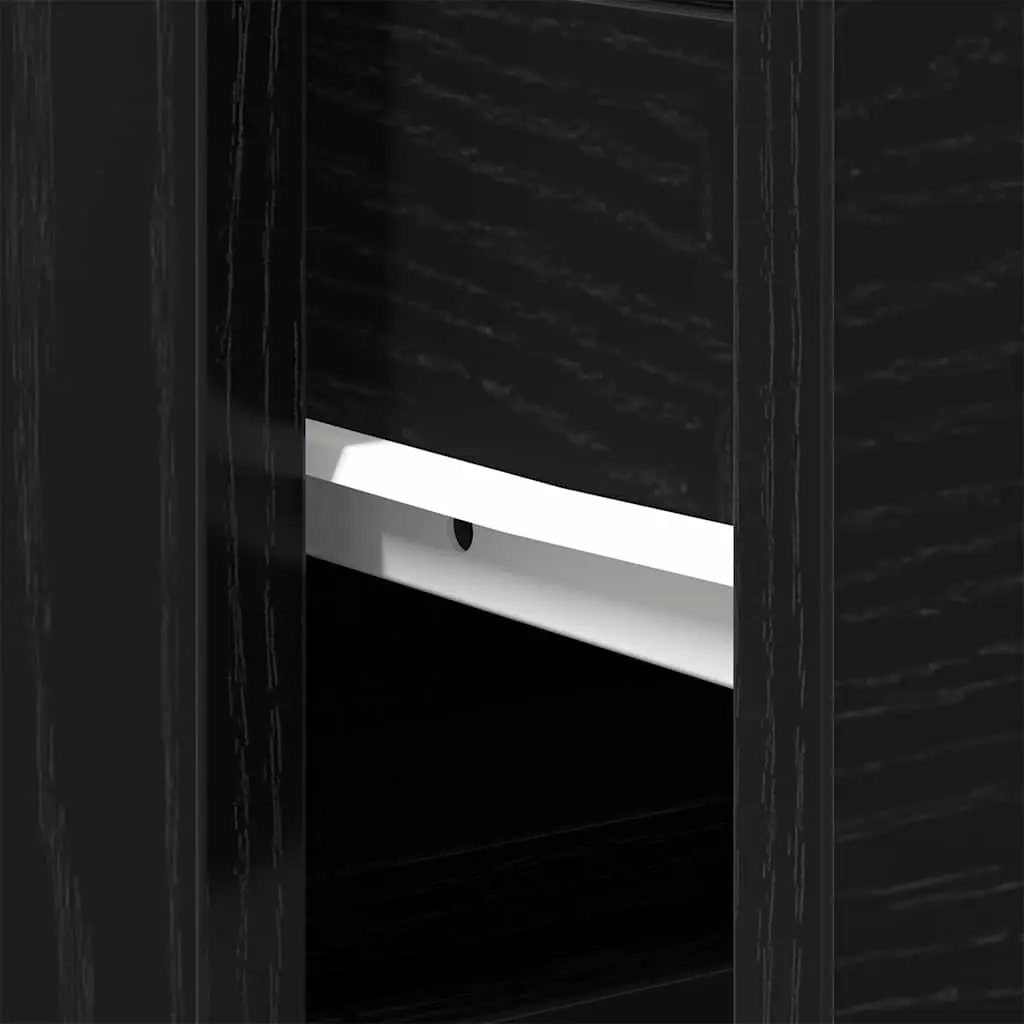Bathroom Vanity Cabinet Wall-Mounted Storage Unit Black Oak Engineered Wood