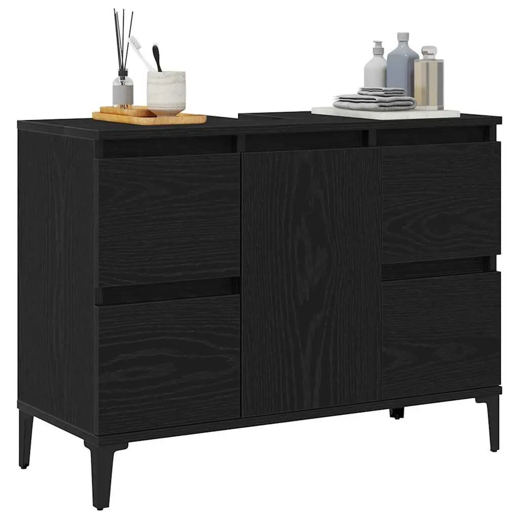 Bathroom Sink Vanity Cabinet Wall-Mounted Storage Organiser Black