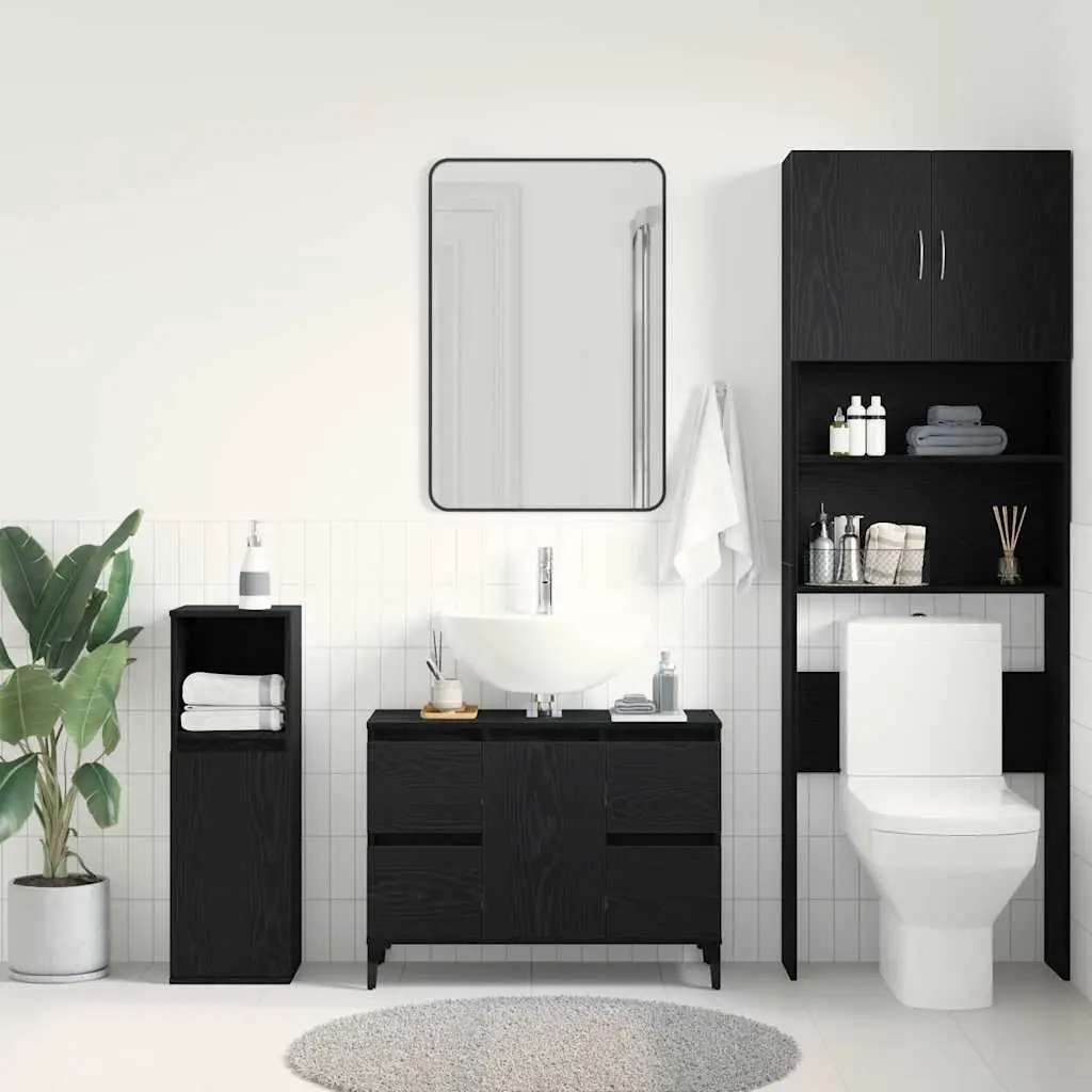 Bathroom Sink Vanity Cabinet Wall-Mounted Storage Organiser Black
