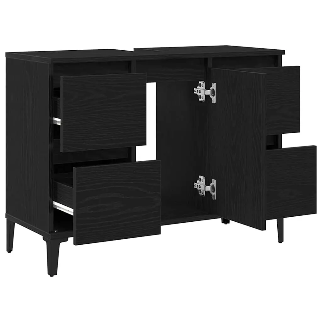 Bathroom Sink Vanity Cabinet Wall-Mounted Storage Organiser Black