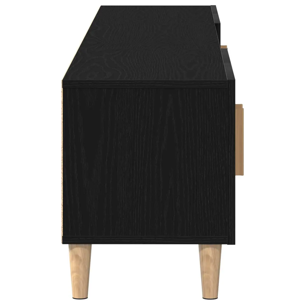 TV Cabinet Black Engineered Wood Living Room Storage Unit 180cm