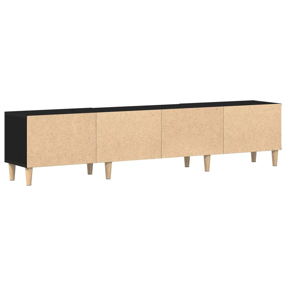 TV Cabinet Black Engineered Wood Living Room Storage Unit 180cm