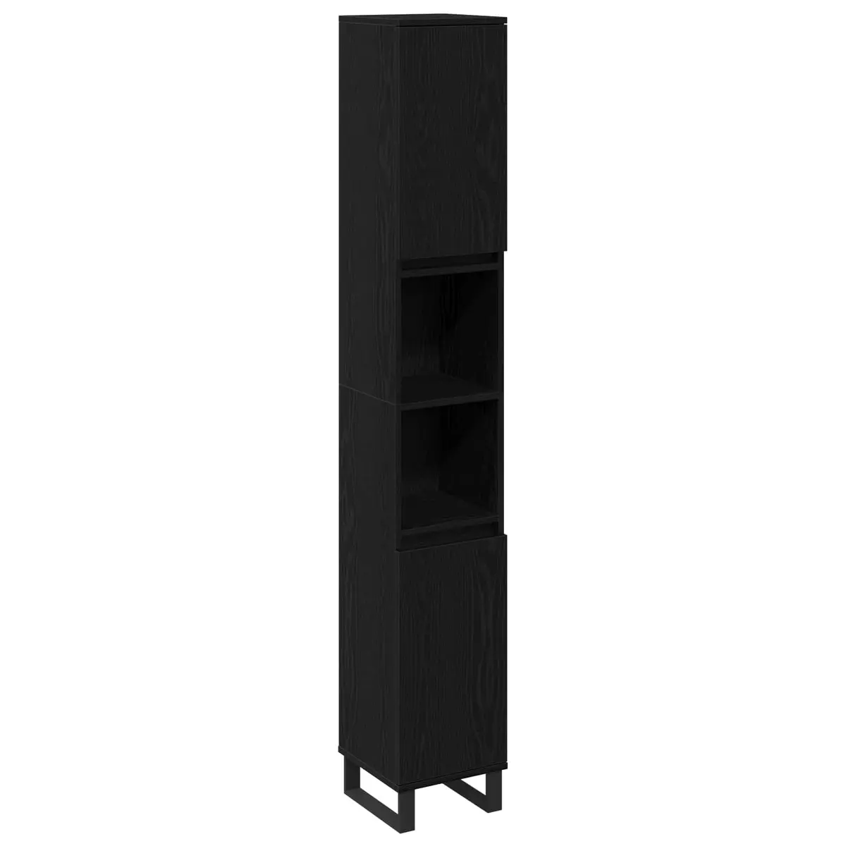 Bathroom Vanity Cabinet Black Engineered Wood Storage Unit 30x30x190cm