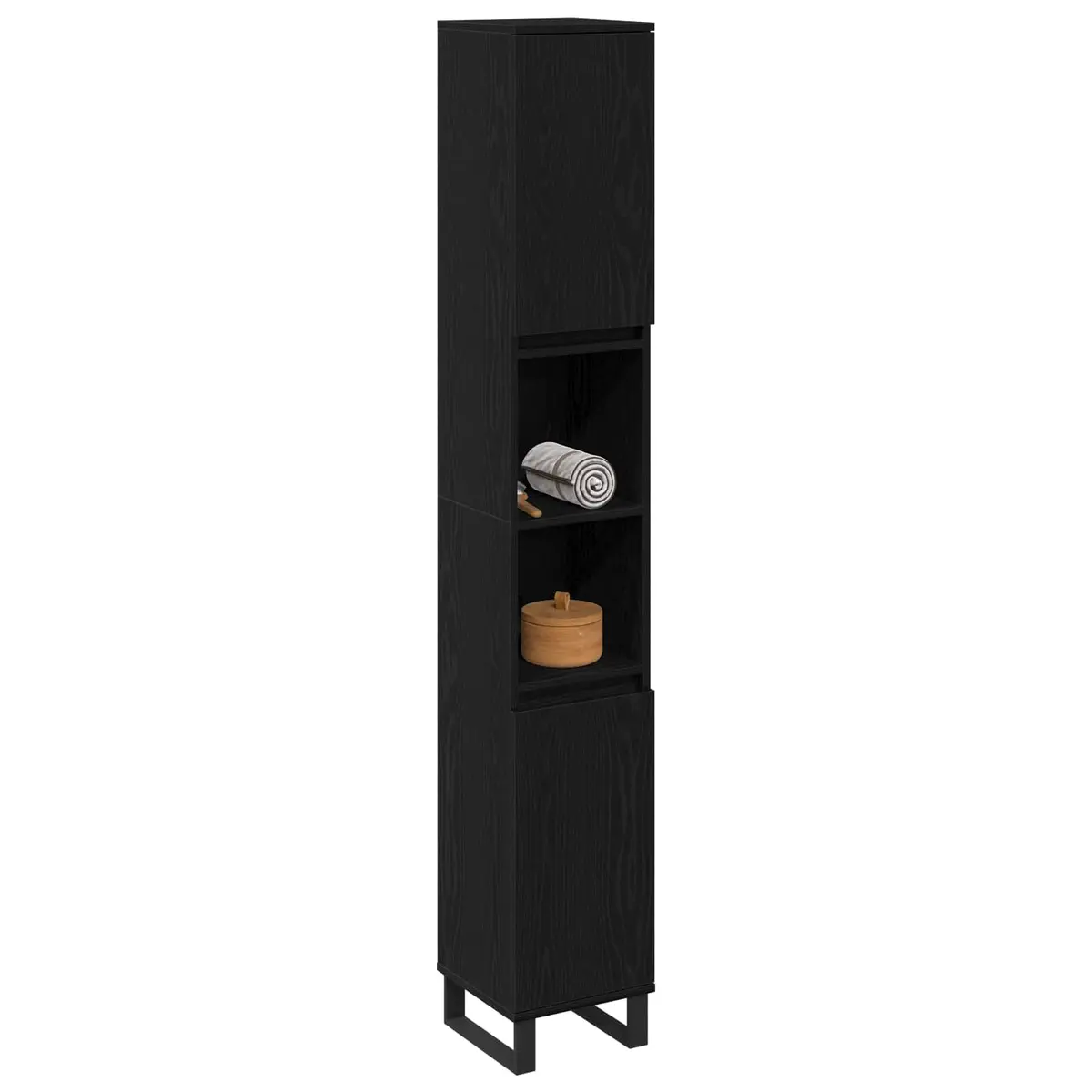 Bathroom Vanity Cabinet Black Engineered Wood Storage Unit 30x30x190cm