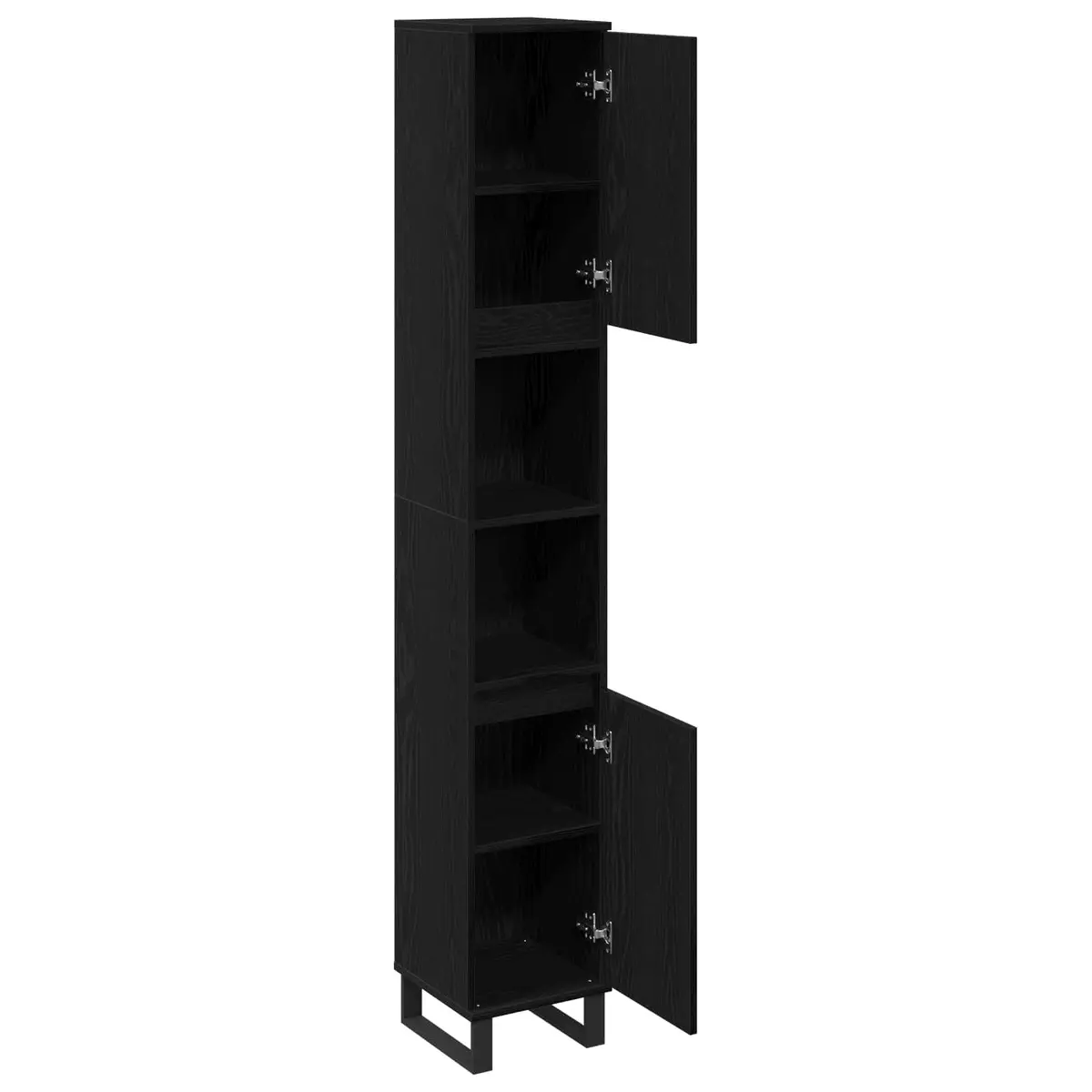 Bathroom Vanity Cabinet Black Engineered Wood Storage Unit 30x30x190cm