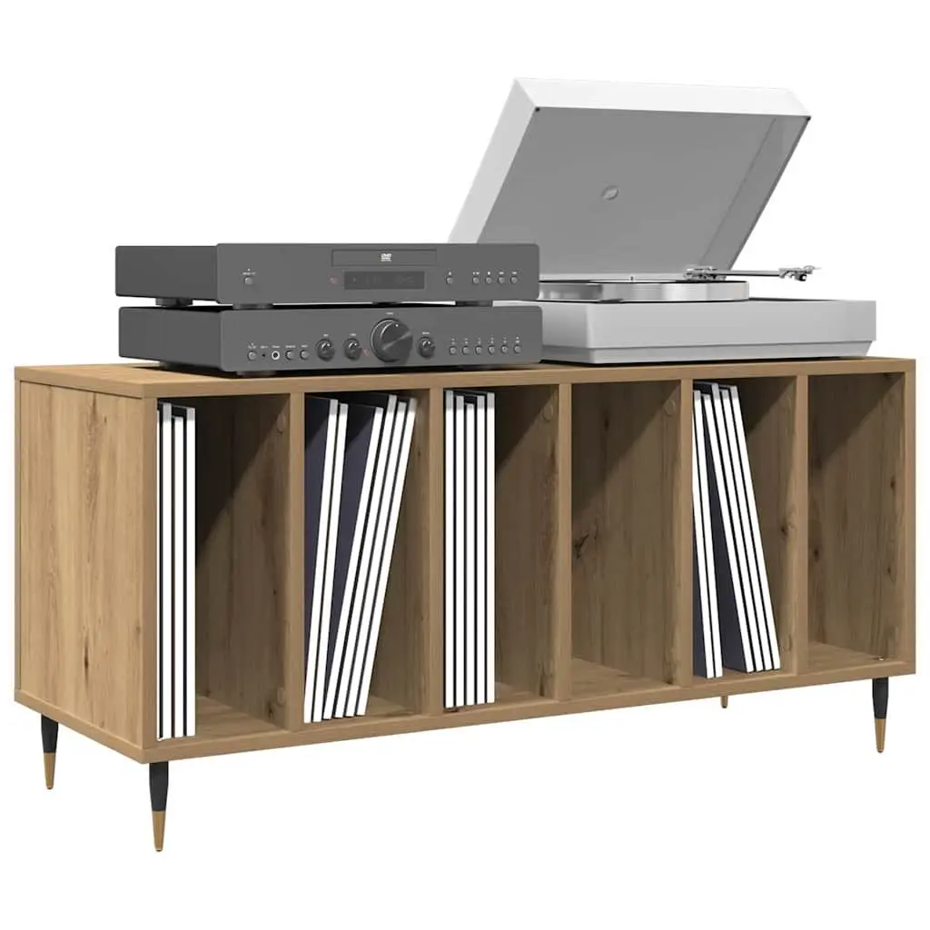 Record Cabinet Storage Unit for Living Room Brown Engineered Wood 100 x 38 x 48 cm