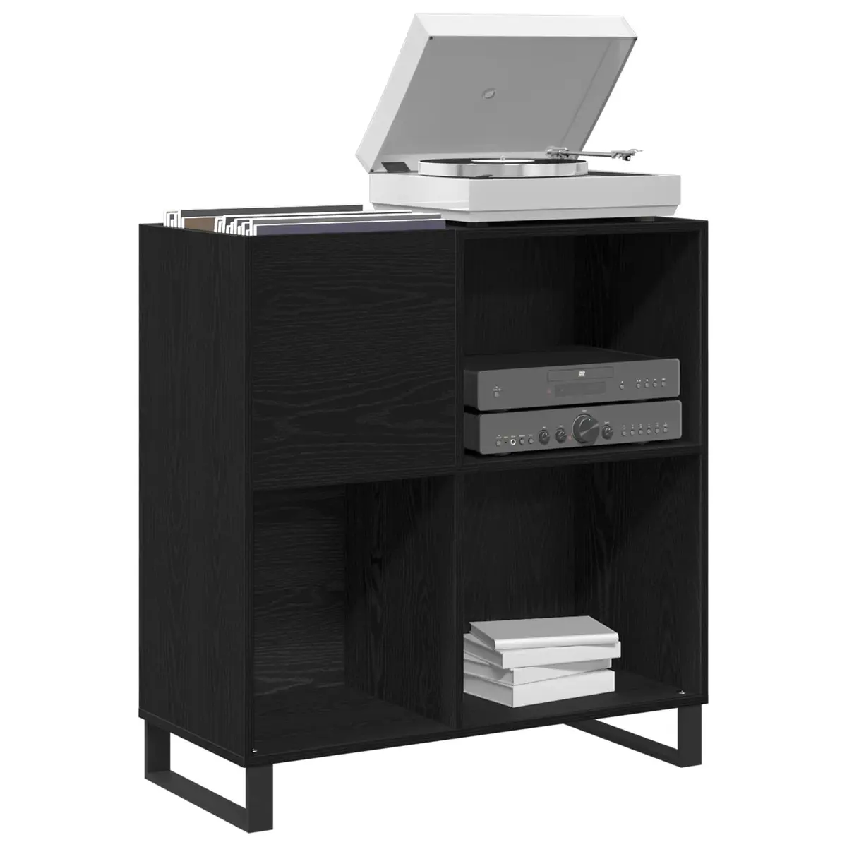 Black Oak Record Cabinet Media Storage