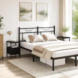 Engineered Wood Bedside Cabinet Set of 2, Black 34 x 36 x 50 cm