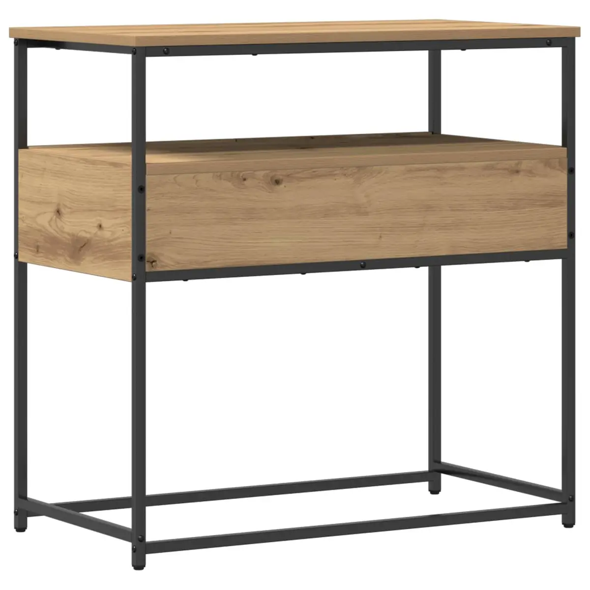 Console Table with Storage Shelves Industrial Modern Design Brown Engineered