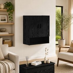 Wall-Mounted Storage Cabinet Specifications: Black Oak