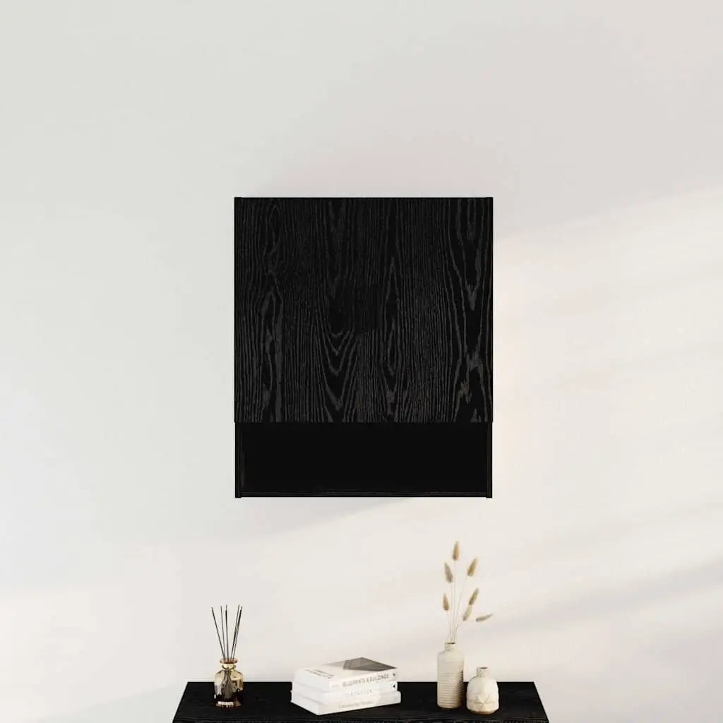Wall-mounted Storage Cabinet Living Room Home Office 60 x 31 x 70 cm Black Oak Engineered Wood