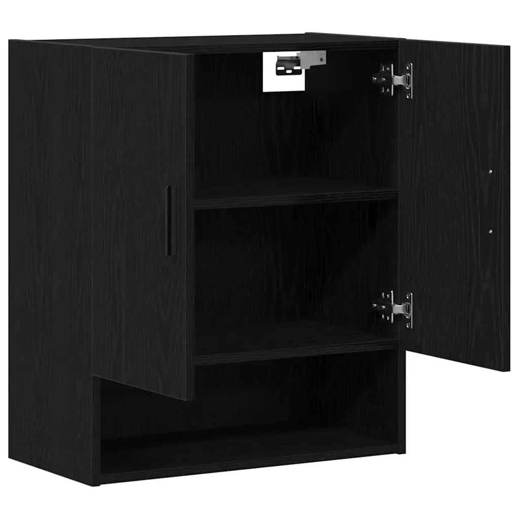 Wall-mounted Storage Cabinet Living Room Home Office 60 x 31 x 70 cm Black Oak Engineered Wood