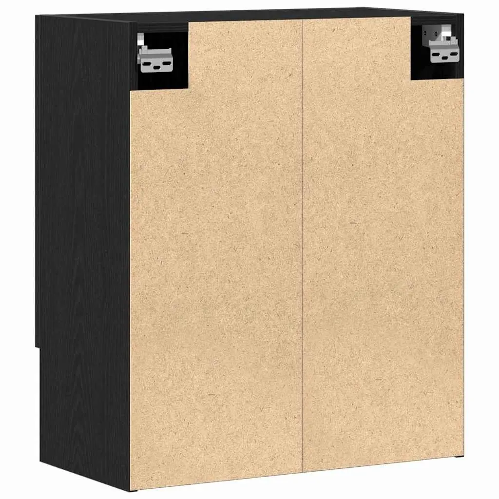 Wall-mounted Storage Cabinet Living Room Home Office 60 x 31 x 70 cm Black Oak Engineered Wood