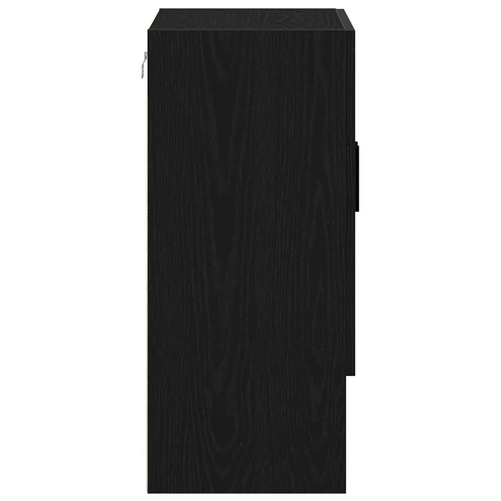 Wall-mounted Storage Cabinet Living Room Home Office 60 x 31 x 70 cm Black Oak Engineered Wood