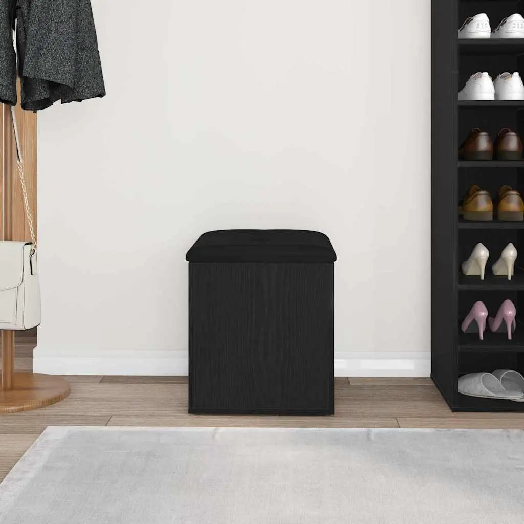 Storage Bench Black Oak Modern Living Room Furniture Engineered Wood Hallway