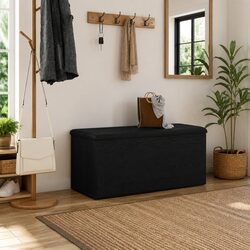 Black Oak Storage Bench - 102x42x45cm Dimensions