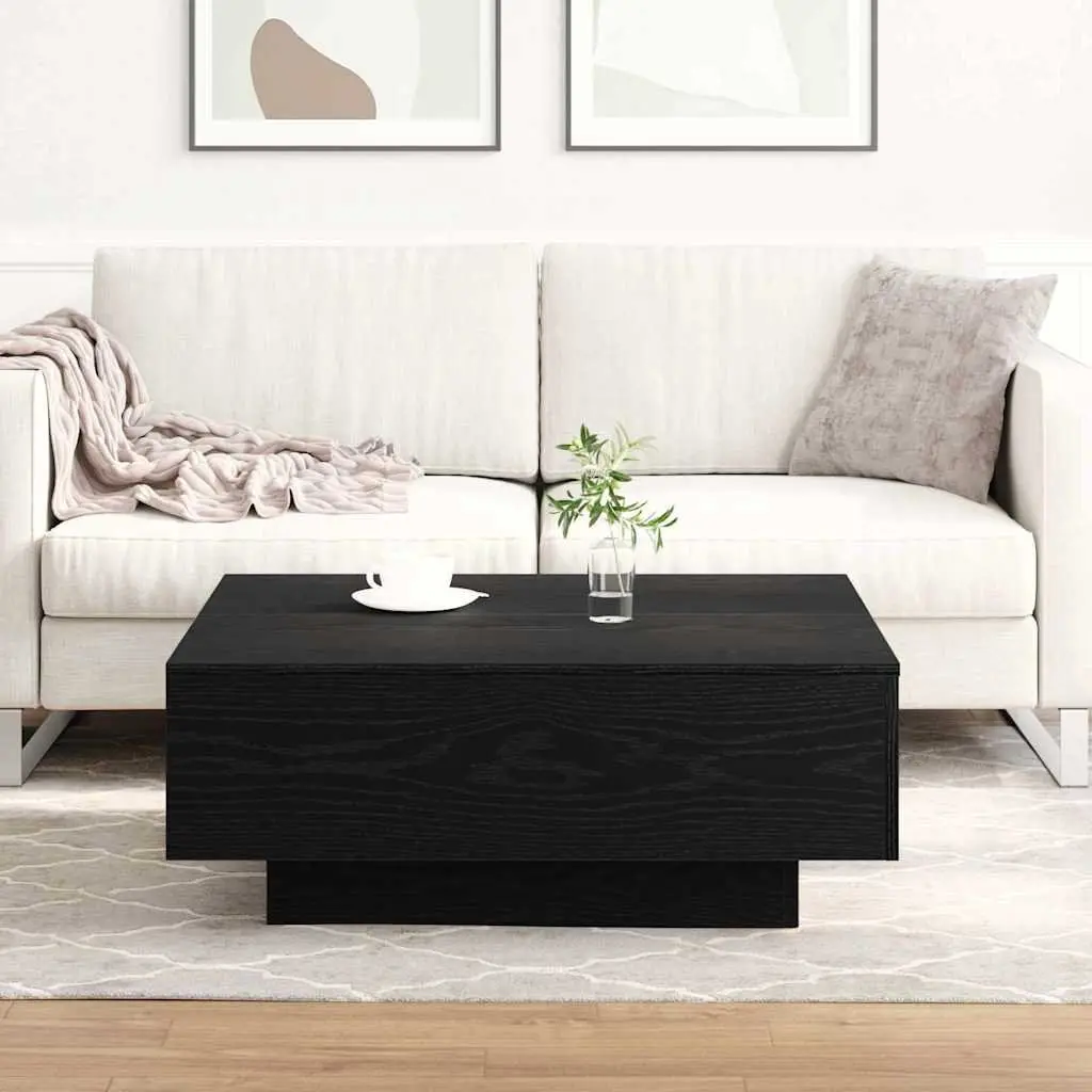 Coffee Table Living Room Black Oak 80x80x31cm Modern Accent Furniture