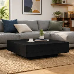 Coffee Table Specifications: LED Lights, Black Finish