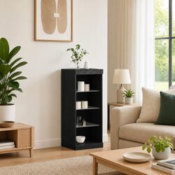 Specifications of Black Oak LED Sideboard with Glass Shelves