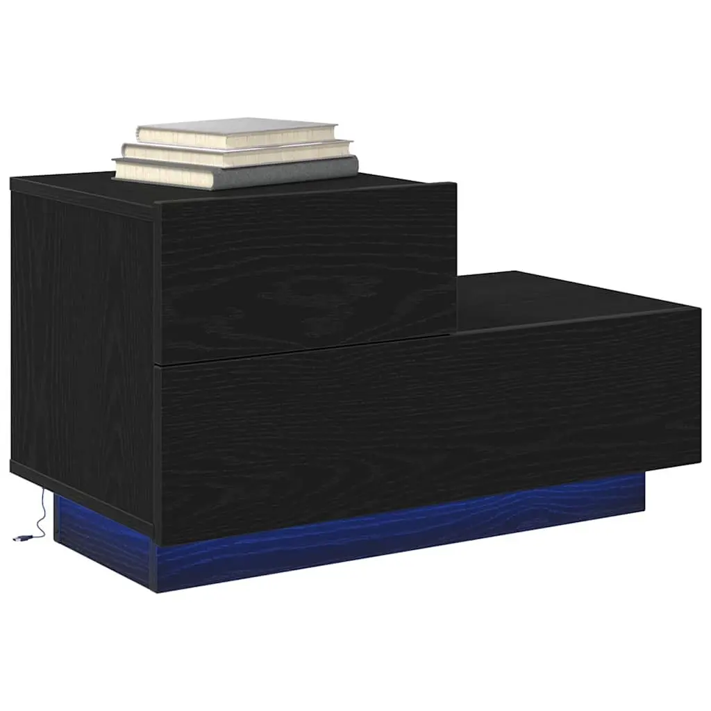 Black Oak Bedside Cabinet with LED