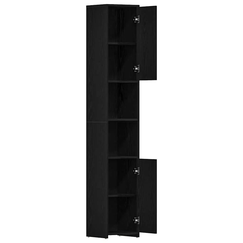 Black Oak Engineered Wood Bathroom Cabinet