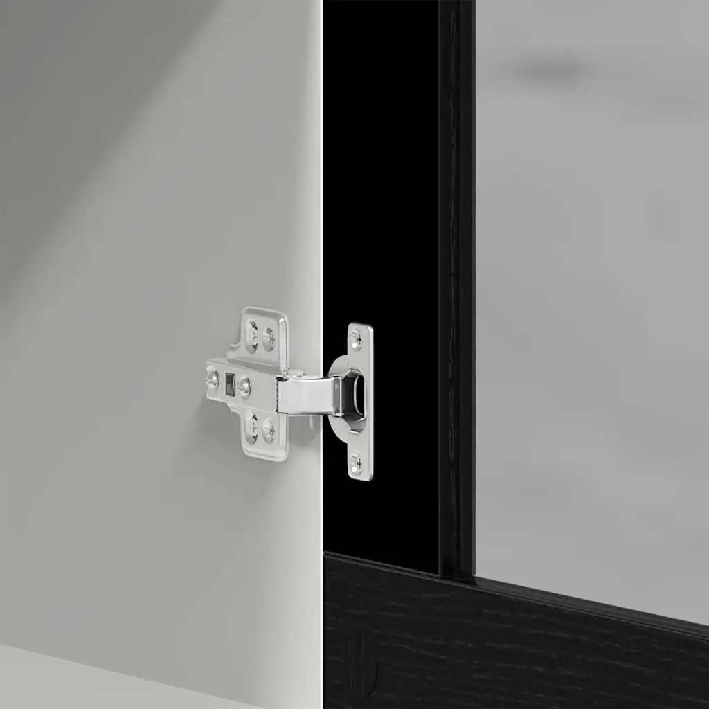 Hanging Glass Cabinet Kitchen Storage Wall-Mounted Black Oak 40x31x60cm