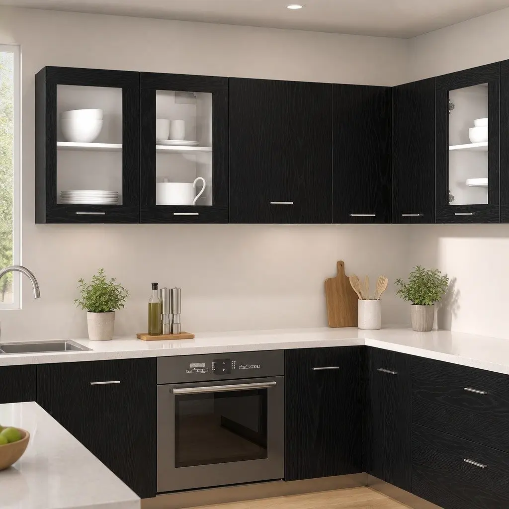 Black Oak Hanging Kitchen Cabinet