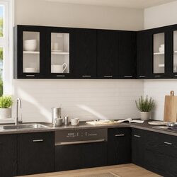 Hanging Kitchen Cabinet - Dimensions 60x31x60cm, Black Oak Finish