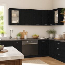 Hanging Kitchen Cabinet Specifications: 80x31x60cm, Black Oak
