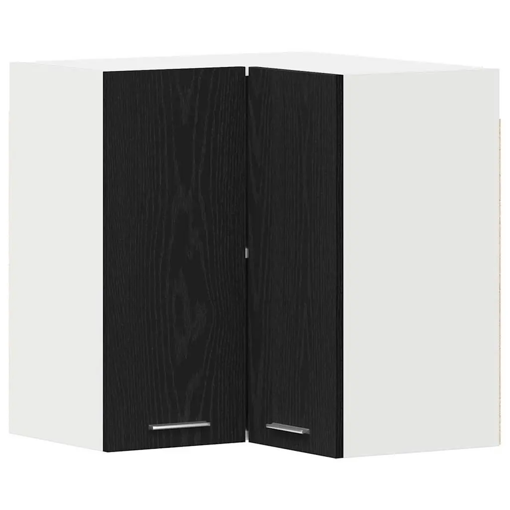 Black Hanging Kitchen Cabinet Wall-Mounted Engineered Wood Storage 57 x 57 x 60 cm