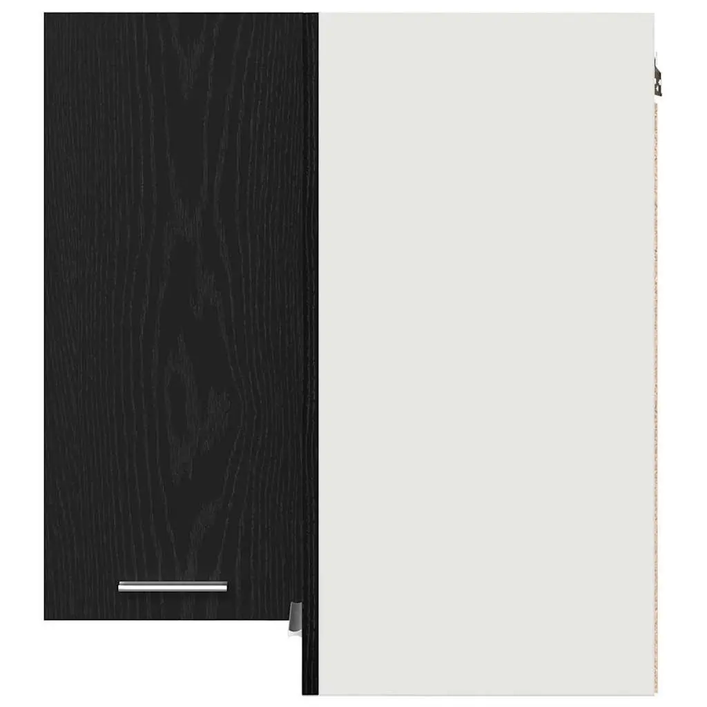 Black Hanging Kitchen Cabinet Wall-Mounted Engineered Wood Storage 57 x 57 x 60 cm