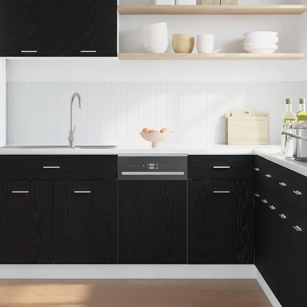 Dishwasher Panel Kitchen 45x1.5x67cm Black Oak Engineered Wood Cabinet Front