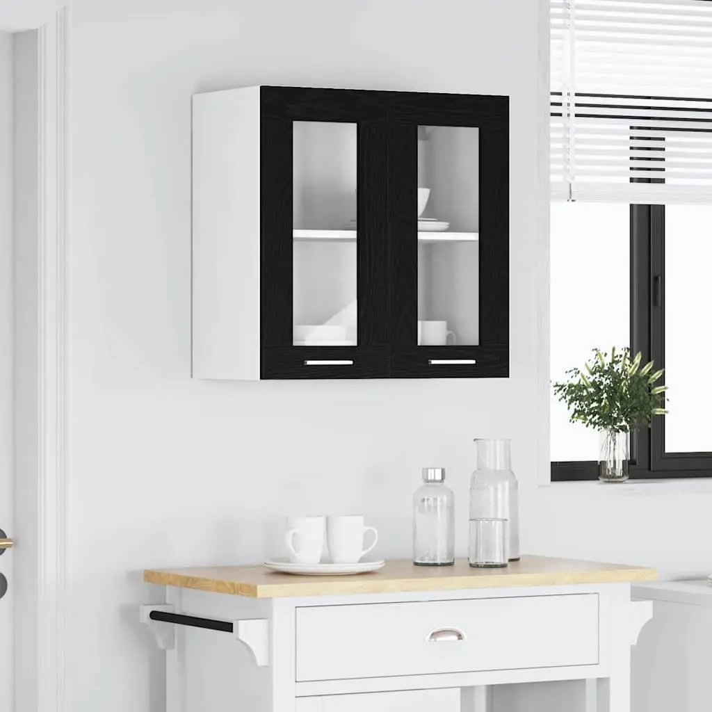 Hanging Kitchen Cabinet Black Oak 60x31x60cm Engineered Wood Storage Organiser