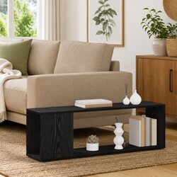 Wall-Mounted TV Cabinet Set: 100x24x63 cm, Black, Engineered Wood